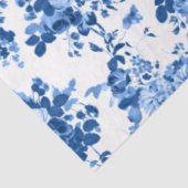 ロマンチックなアンティークヴィンテージバラ – ブルーオンホワイト 薄葉紙 (詳細)