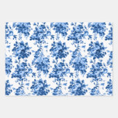 ロマンチックなアンティークヴィンテージバラ – ブルー、ピンク&グレー ラッピングペーパーシート (正面)