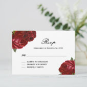 ロマンチックなアンティーク赤いバラストライプスとRSVPカード 出欠カード (スタンド正面)
