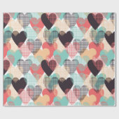 ロマンチックなアースカラーハートラッピング紙 ラッピングペーパー (フラット)