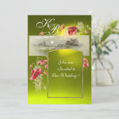 ロマンチックなイニシャル / ポピー, 赤, 緑, 黄色のトパーズ 招待状 (スタンド正面)