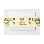 ロマンチックなインターロックハート&レッドローズ 招待状ベリーバンド (正面例)