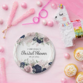 ロマンチックなウォーターカラーピンクローズブライダルシャワー ペーパープレート (パーティー)