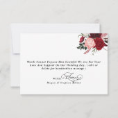 ロマンチックなウォーターカラーブルゴーニュフローラシック結婚ズ サンキューカード (裏面)