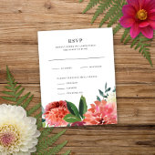 ロマンチックなウォーターカラーブーケ |の結婚返信 出欠カード