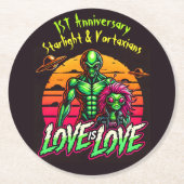 ロマンチックなエイリアンズアンダーコズミックサンセット ラウンドペーパーコースター (正面)