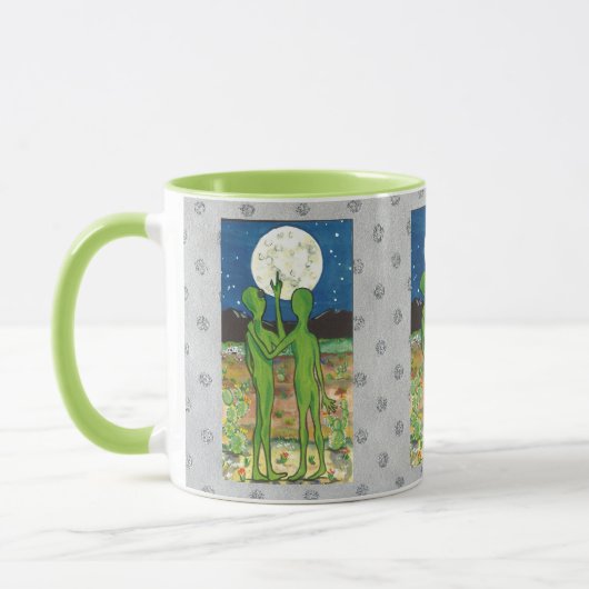 ロマンチックなエイリアンUFOロズウェル・デザイナーマユーモアのあるグ マグカップ (左)