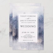 ロマンチックなエテ素朴リアフォレストウォーター結婚カラー 招待状 (正面/裏面)