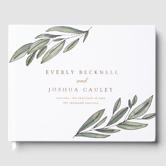 ロマンチックなエバーグリーン結婚ボタニズ ゲストブック (正面)