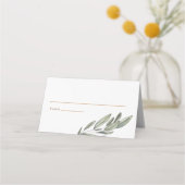 ロマンチックなエバーグリー結婚ズの折り畳み プレイスカード (正面)