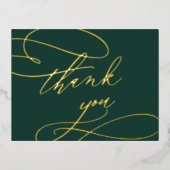 ロマンチックなエメラルドとゴールドフォイルサンキューカード 箔招待状ポストカード (正面)