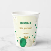 ロマンチックなエメラルドグリーンと白い花のゴールド 紙コップ (裏面)