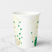 ロマンチックなエメラルドグリーンと白い花のゴールド 紙コップ (右)