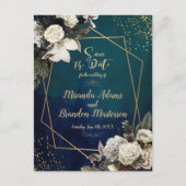 ロマンチックなエメラルドグリーン金ゴールドフローラ保存日 案内ポストカード (正面)