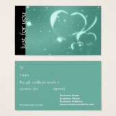 ロマンチックなエメラルドハートスパビジネスギフトカード (正面&裏面)