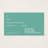 ロマンチックなエメラルドハートスパビジネスギフトカード (裏面)