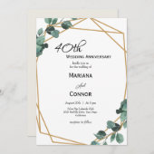 ロマンチックなエメラルド結婚グリーンの記念日 招待状 (正面/裏面)