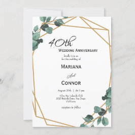 ロマンチックなエメラルド結婚グリーンの記念日 招待状