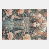 ロマンチックなエレガンスで桃とアクア – デコページ – ラッピングペーパーシート (正面)