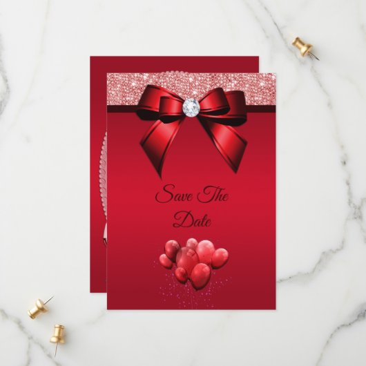 ロマンチックなエレガンスの誕生日パーティー日付を保存 セーブザデート (正面/裏面インサイチュ)