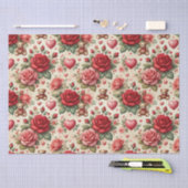 ロマンチックなエレガンス：バラとハート 薄葉紙 (クラフト)