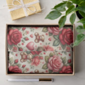 ロマンチックなエレガンス：バラとハート 薄葉紙 (ギフト)