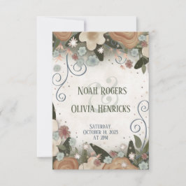 ロマンチックなエレガントフローラインスピリチュアウェディングRSVP 出欠カード