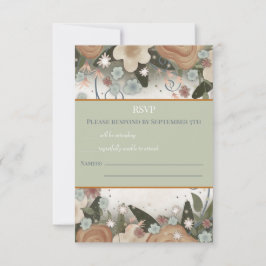ロマンチックなエレガントフローラインスピリチュアウェディングRSVP 出欠カード