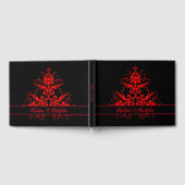 ロマンチックなエレガントヴィンテージ赤いダマスクの結婚式 ゲストブック (全面)