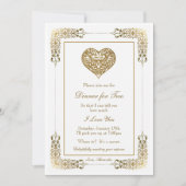 ロマンチックなエレガント金ゴールドレースのディナーのための2 招待状 (正面)