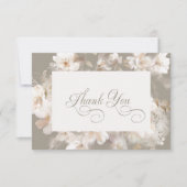 ロマンチックなエーテル中性ベージュフローラ結婚ズ サンキューカード (正面)