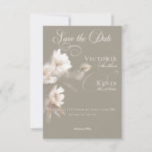 ロマンチックなエーテル中性ベージュフローラ結婚ズ セーブザデート (正面)