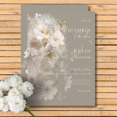 ロマンチックなエーテル中性ベージュフローラ結婚ズ 招待状