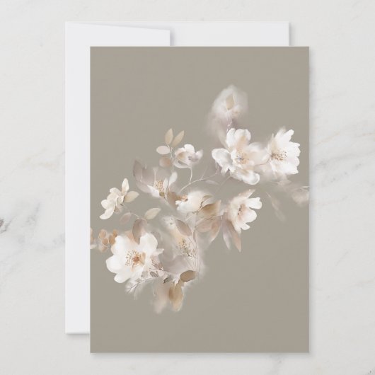 ロマンチックなエーテル中性ベージュフローラ結婚ズ 招待状 (裏面)