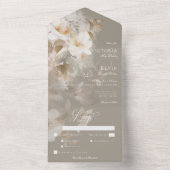 ロマンチックなエーテル中立ベージュフローラディナー オールインワン招待状 (内側)
