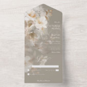 ロマンチックなエーテル中立ベージュフローラノディナー オールインワン招待状 (内側)