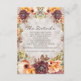 ロマンチックなオレンジラストクリーム秋のフローラ詳細 エンクロージャーカード