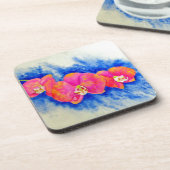 ロマンチックなオレンジ色のピンクの水の色のラン絵画ズ コースター (左側)