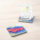 ロマンチックなオレンジ色のピンクの水の色のラン絵画ズ コースター (右側)