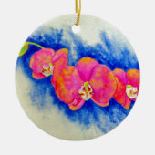 ロマンチックなオレンジ色のピンクの水の色のラン絵画ズ セラミックオーナメント (正面)