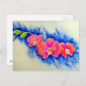 ロマンチックなオレンジ色のピンクの水の色のラン絵画ズ ポストカード (正面/裏面)