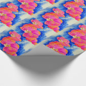 ロマンチックなオレンジ色のピンクの水の色のラン絵画ズ ラッピングペーパー (角)