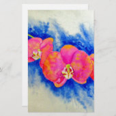 ロマンチックなオレンジ色のピンクの水の色のラン絵画ズ 便箋 (正面/裏面)