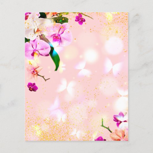 ロマンチックなオーキッドブーケエレガントなウェディングメニュー (裏面)