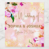 ロマンチックなオーキッドブーケエレガントクラッシー結婚ズ ワインラベル (シングルラベル)