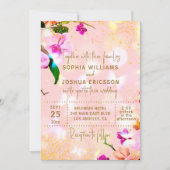 ロマンチックなオーキッドブーケ エレガントでクラシックなウェディング 招待状 (正面)