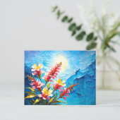 ロマンチックなオーストラリアのマートル花の印象主義 ポストカード (スタンド正面)