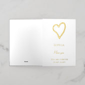 ロマンチックなオープンハートラブ 箔グリーティングカード (外側レイダウン)