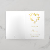 ロマンチックなオープンフローラハートラブ 箔グリーティングカード (外側レイダウン)