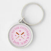 ロマンチックなカスタム野球文字ピンク キーホルダー (正面)